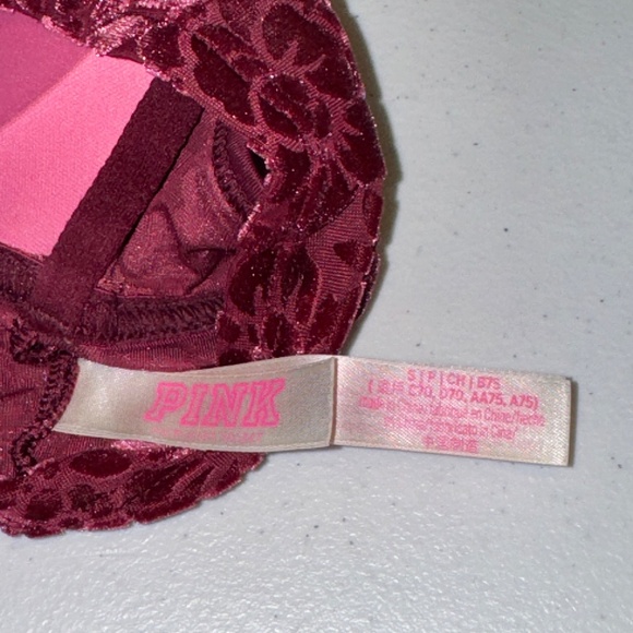EUC Victoria's Secret PINK Lightly Lined Bralette Burgundy Velvet Size Small - Picture 5 of 8